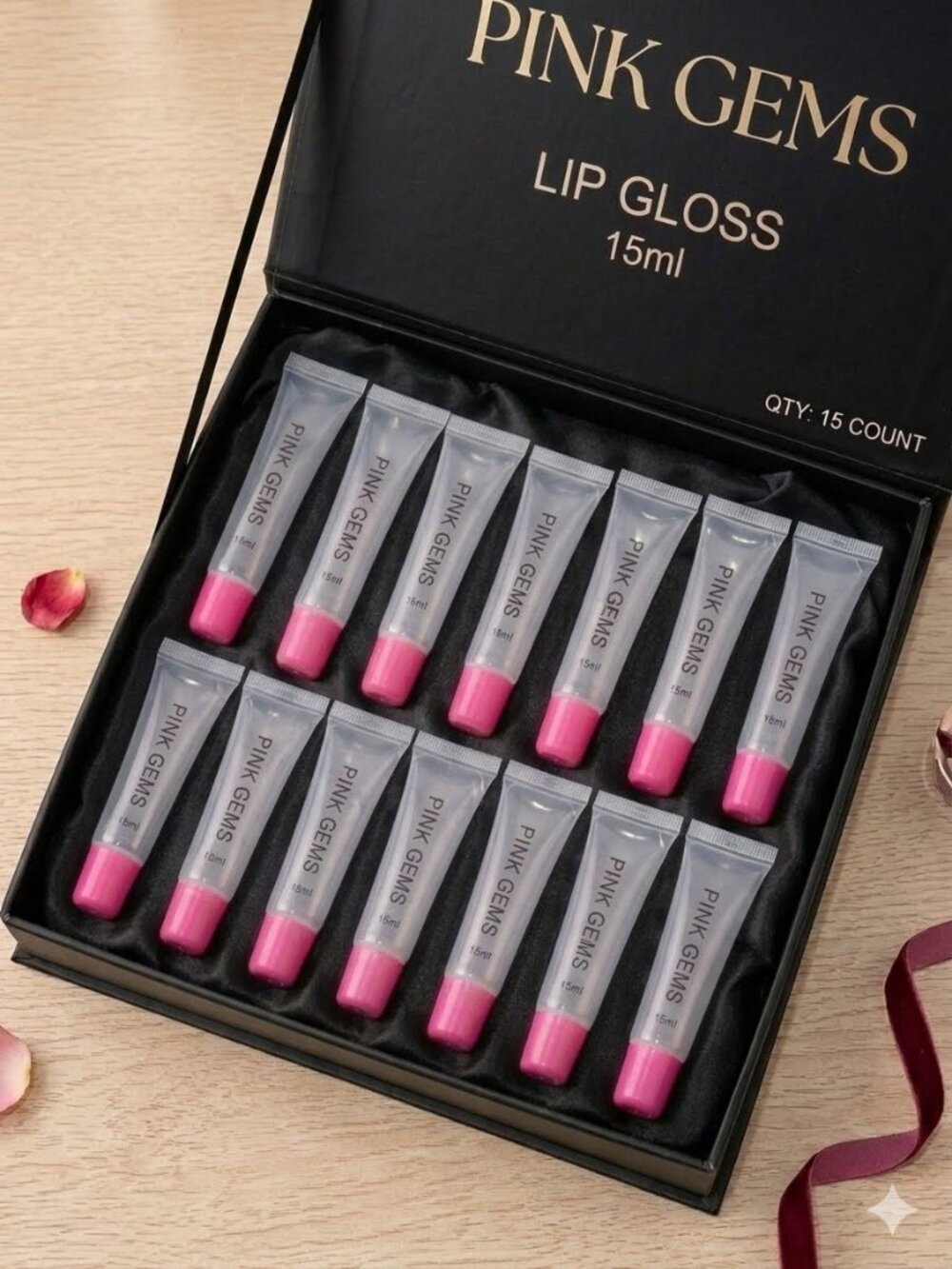 15Pck Bright Pink LipGloss Squeeze Tube 15mL Empty Refillable Cosmetic Container